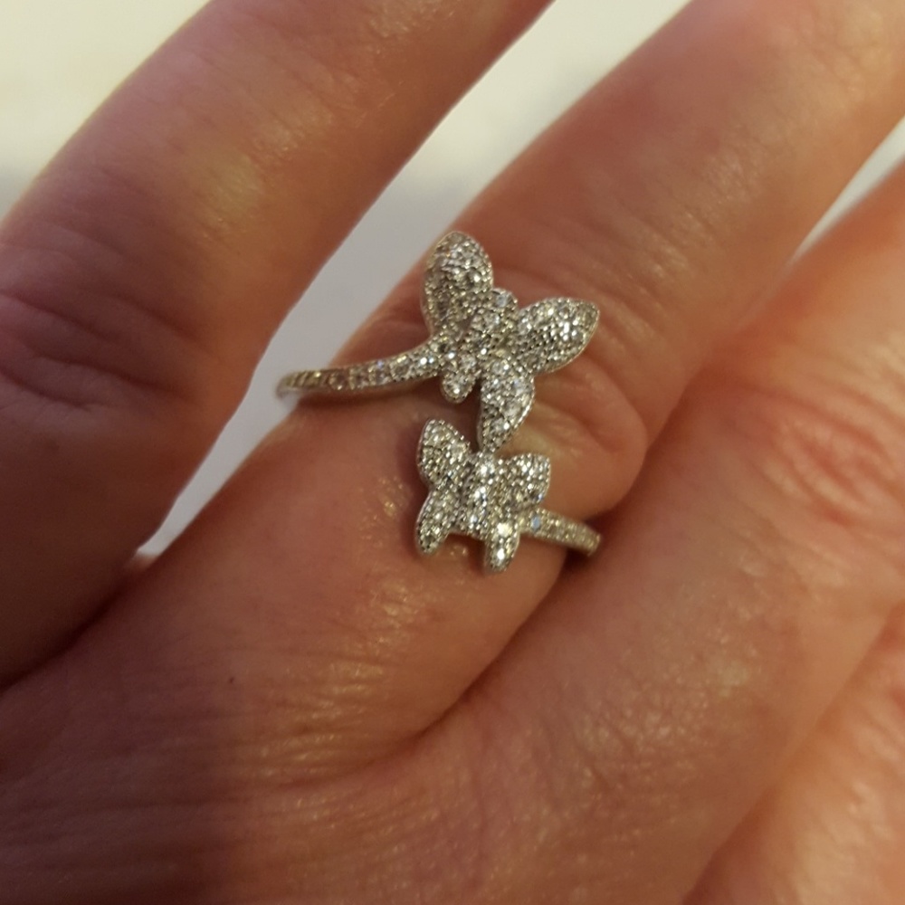 NWT Rhodium 925 SS butterfly ring